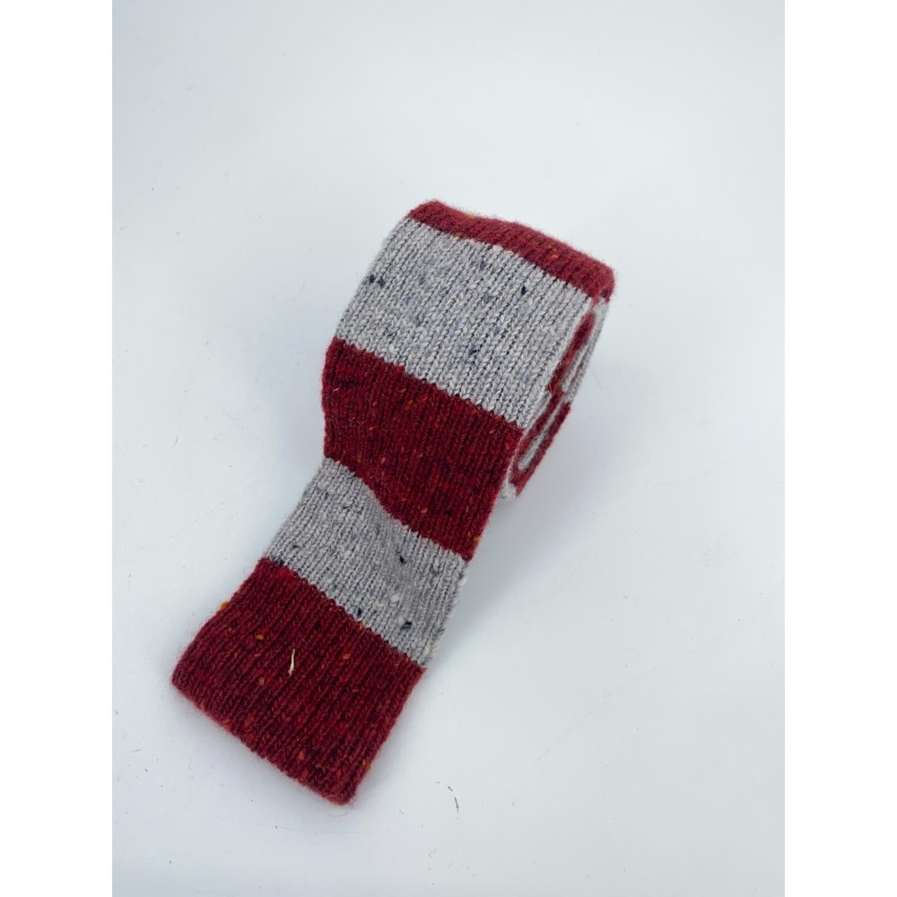 Eton Tie Mens Skinny Slim Red Gray Striped Wool‎ Blend Professional Necktie